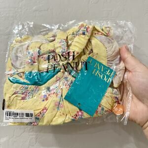 NWT Posh Peanut Keira Yellow Floral Cap Sleeve Bubble Romper